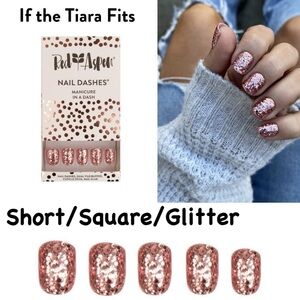 Red Aspen Short Square Glitter Press-On Nails - Rose Gold